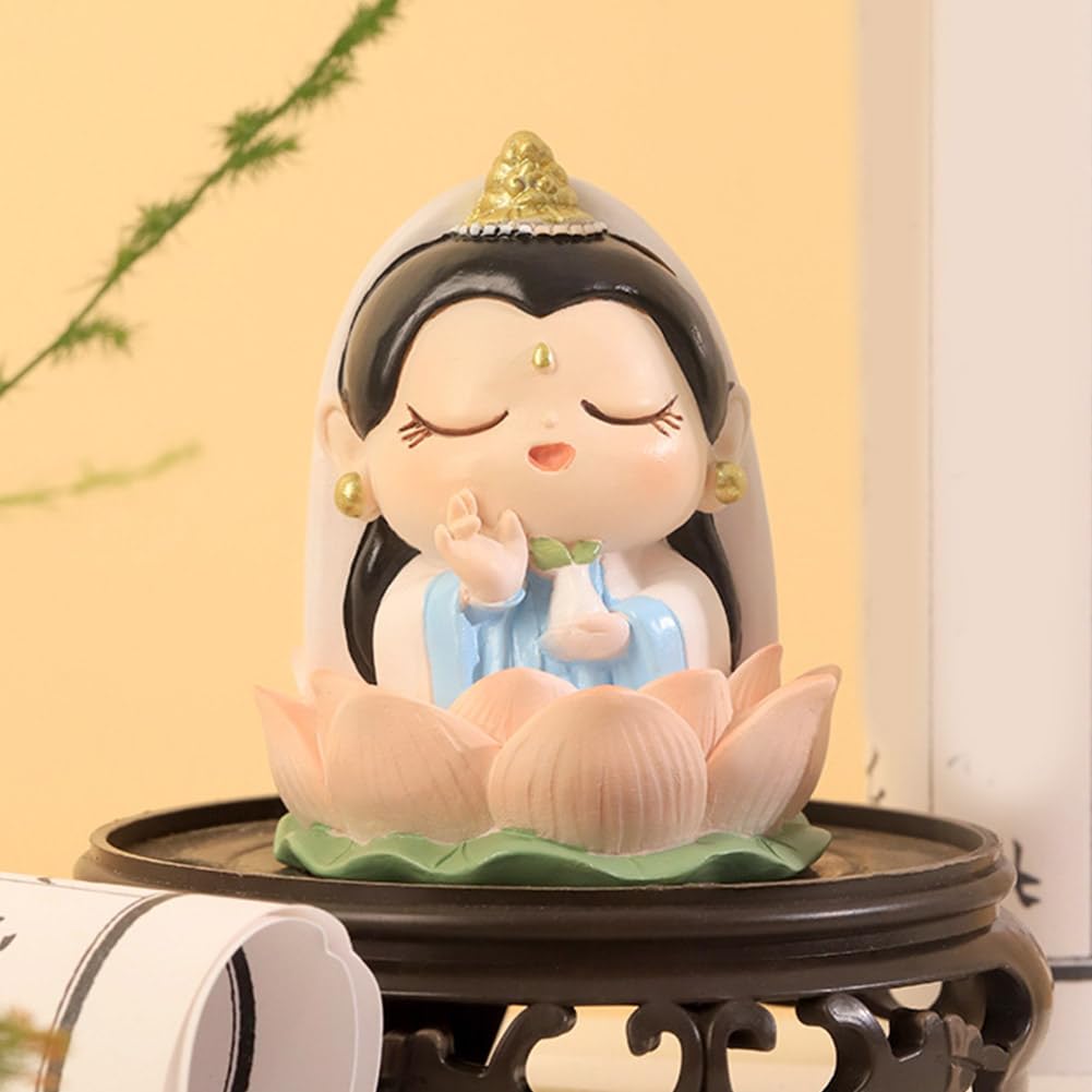 Amazon｜YUYAKESHI ミニ 可愛い 観音像 観音菩薩 置物 樹脂 卓上 癒し